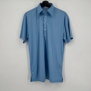 Collars & Co Mens Light Blue Dress Collar Polo Shirt Medium READ